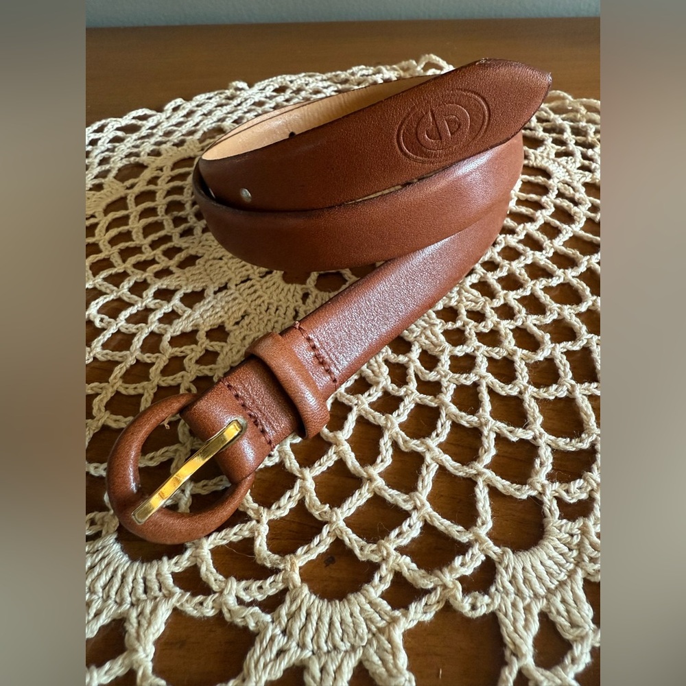 Dior Brown Leather Belt with Gold Buckle - Picture 3 of 16